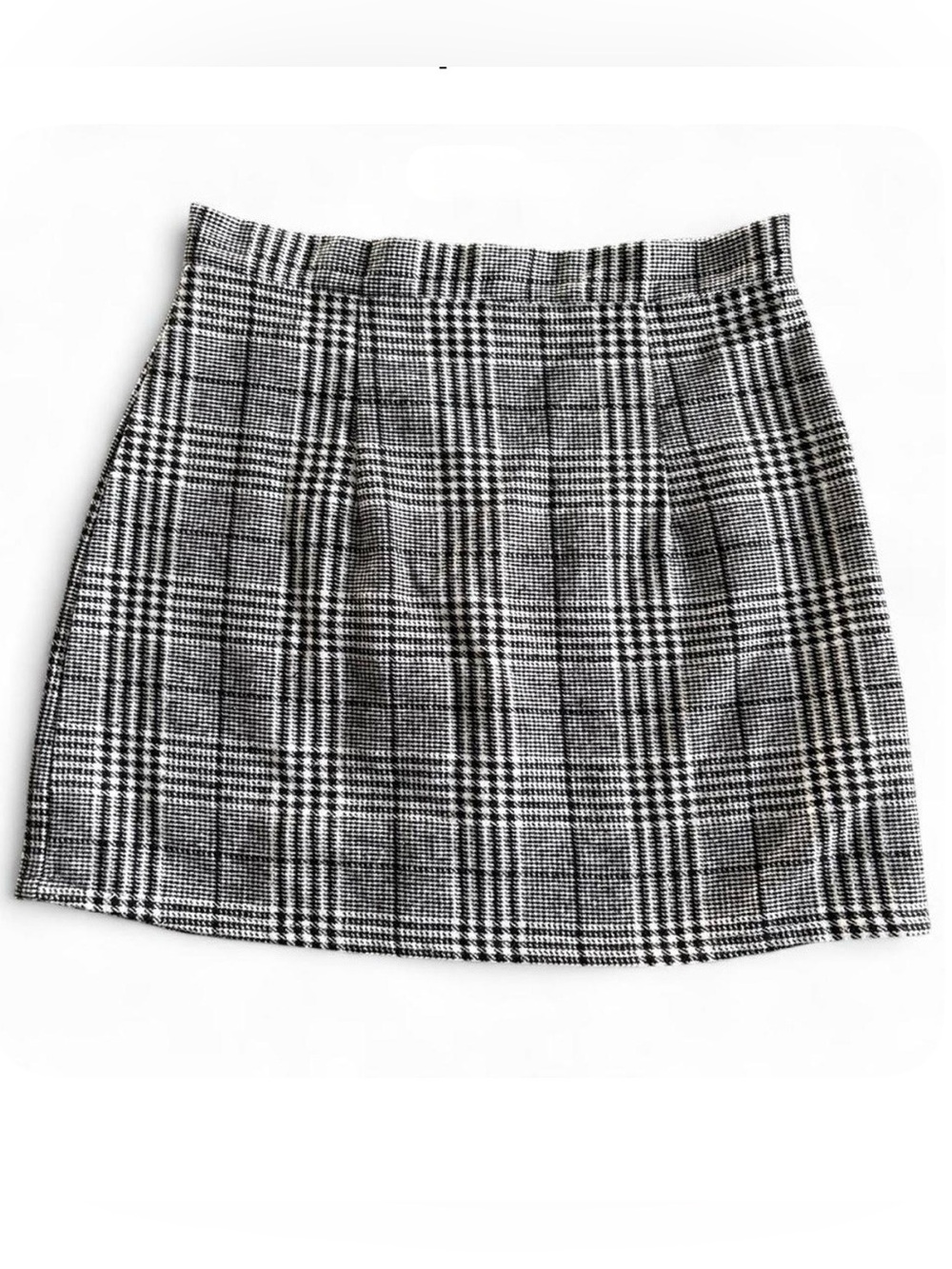 Dark Academia Plaid Mini Skirt, Preppy Checkered Cotton Skirt - Size L